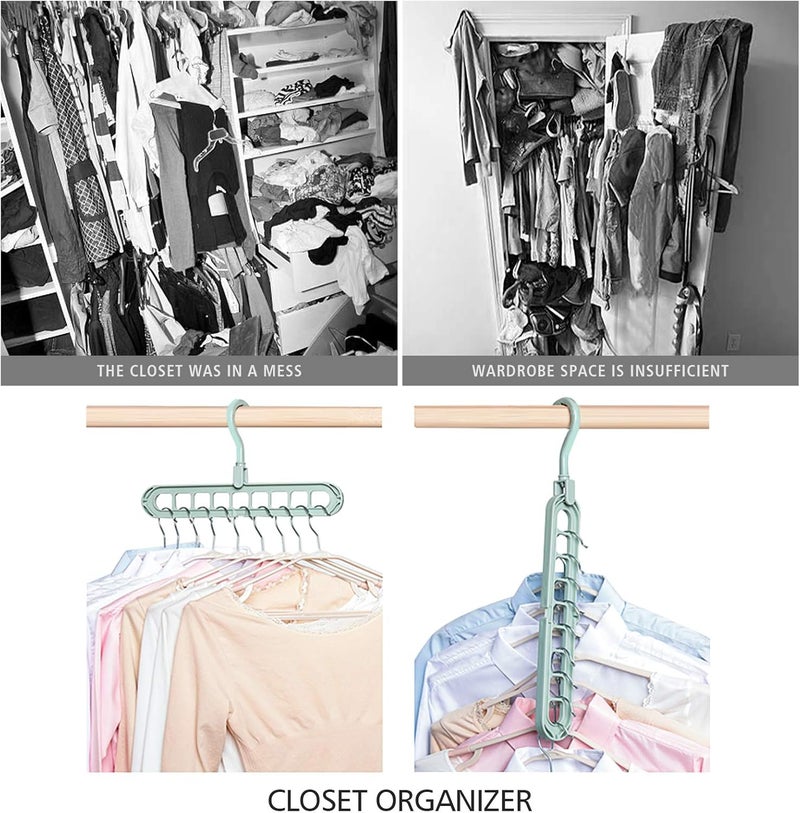 FIFATA Magic Space Saving Hangers Multifunctional Smart Closet Organizer Premium Wardrobe Clothing Cascading Hanger 9 Slots, Innovative Design for Heavy Clothes, Shirts Pants Dresses(8 Pack White) - Image 3