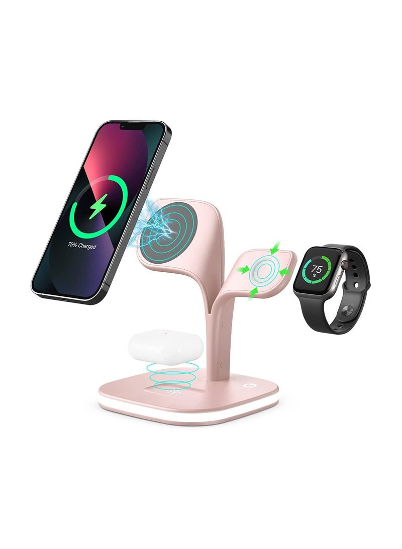 Bukela Magnetic Charging Station, 5 in 1 Faster Wireless Charger Stand for iPhone 16 15 14, 13, 12 Pro/Max/Mini/Plus, Apple Watch 9/8/7/6/SE/5/4/3/2 and Airpods 3/2/Pro/Pro 2 with LED - Image 1