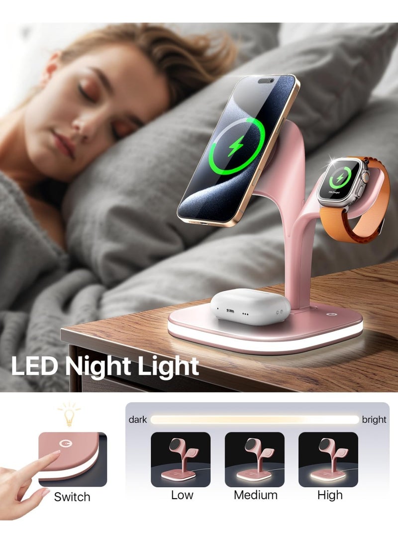 Bukela Magnetic Charging Station, 5 in 1 Faster Wireless Charger Stand for iPhone 16 15 14, 13, 12 Pro/Max/Mini/Plus, Apple Watch 9/8/7/6/SE/5/4/3/2 and Airpods 3/2/Pro/Pro 2 with LED - Image 5