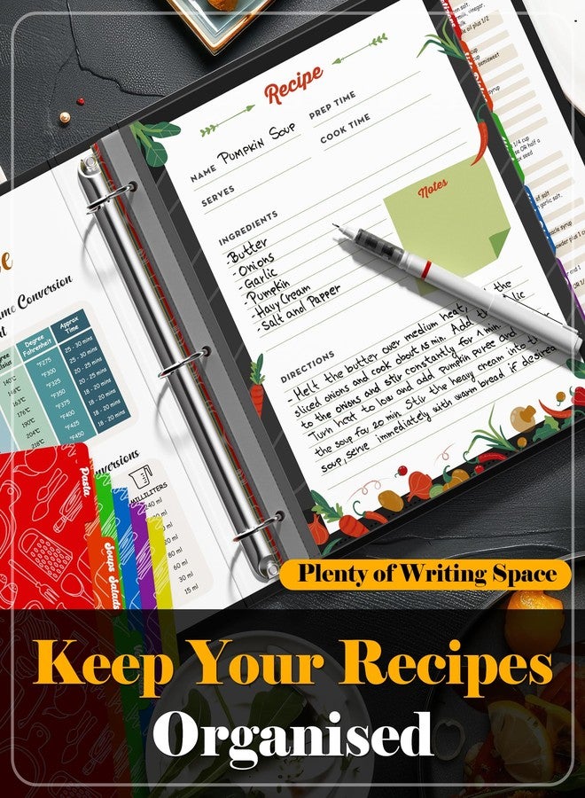 BiuLeon Recipe Binder 8.5"x11" 3 Ring Set, Waterproof Full Recipe Book Binder with Plastic Sleeves, Recipes, Dividers & Labels, Blank Recipe Card Book to Write in Your Own Recipes - Image 5