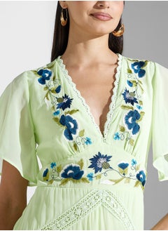 Hope & Ivy Embroidered Tiered Skirt Maxi Dress with Lace Trim  - Image 3
