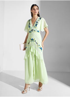 Hope & Ivy Embroidered Tiered Skirt Maxi Dress with Lace Trim  - Image 4