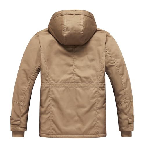 Dr.Cyril Men's Thick Winter Jackets Fleece Lined Thick Jackets Hood Work Jackets Coat Cotton Military with Cargo Pockets - Image 3