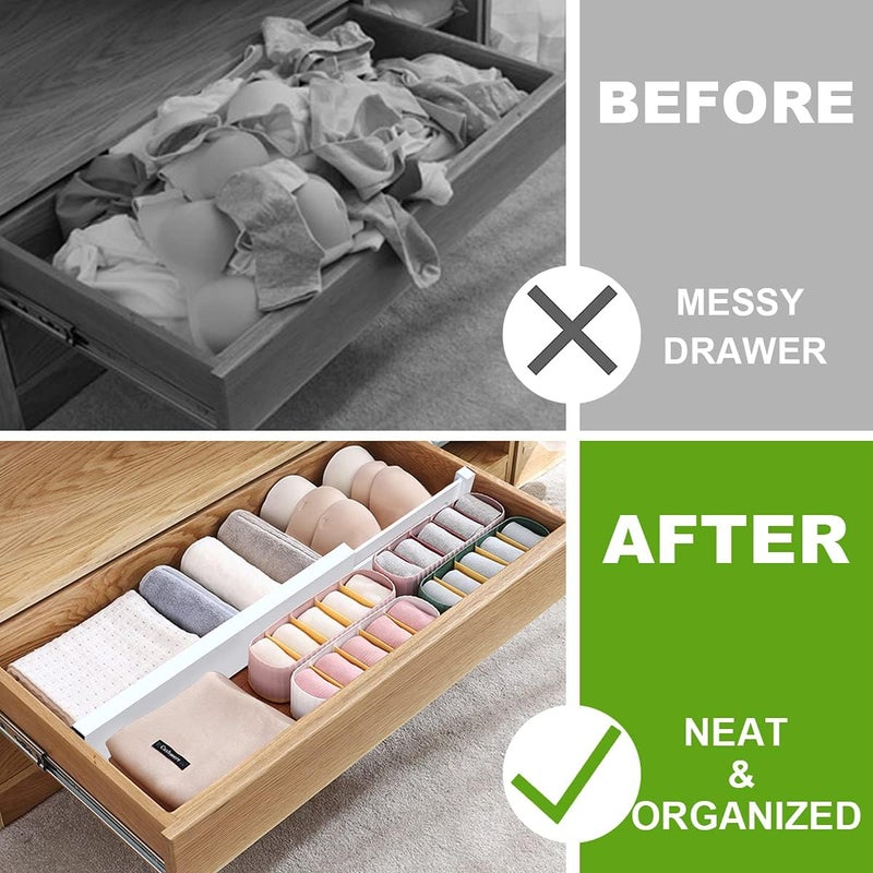 ANTOWIN Adjustable Bamboo Drawer Divider (43-56 cm), Drawer Organiser, Spring-Loaded, Kitchen, Chest of Drawers, Bathroom, Bedroom, Baby Drawer, Desk Organiser System (White) - Image 2