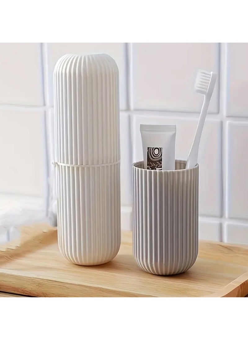 CleanWave - The Pure Effect Travel Toothbrush Holder with Cup - Portable Toothbrush Case with Rinse Cup for Bathroom Essentials and Travel Toothbrush Holder, Portable Toothbrush Cup Case 19.5 CM, Camping, Business Trip and Scho  - Image 1
