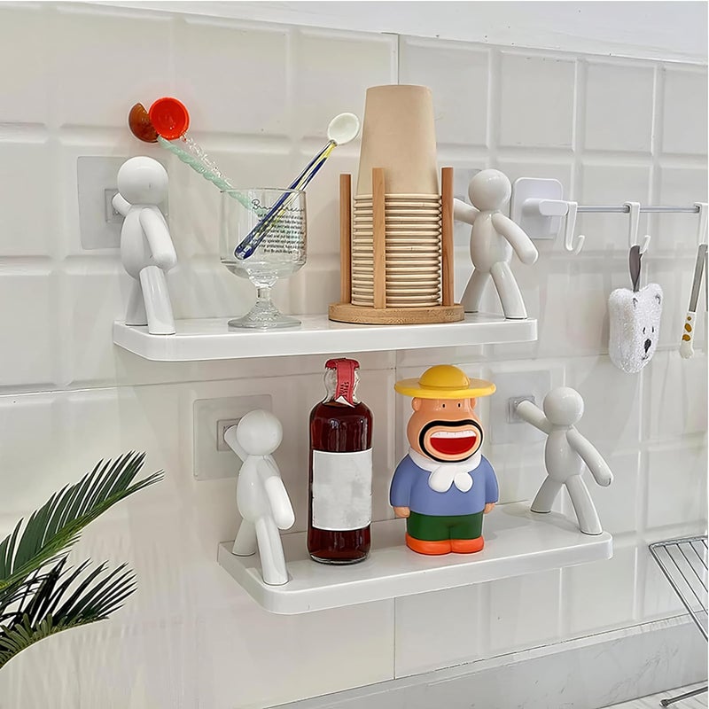 DOOMSDAY Shelf for Wall, Bathroom Organiser, Kitchen Racks and Shelves for Storage, Drill Punching Free Hanging Spice Shelves Decor for Kitchen, Bathroom, and Toilet Tiles - Image 3