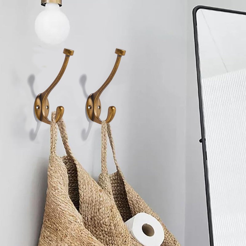 CABDM The 5 Pack 5-1/2 inch Heavy-Duty Coat Hooks are Suitable for Overcoats/Hats/Keys/Bags/Bathrobes, and The Antique Brass Towel Robe Hooks are Suitable for Both Household and Commercial uses - Image 4