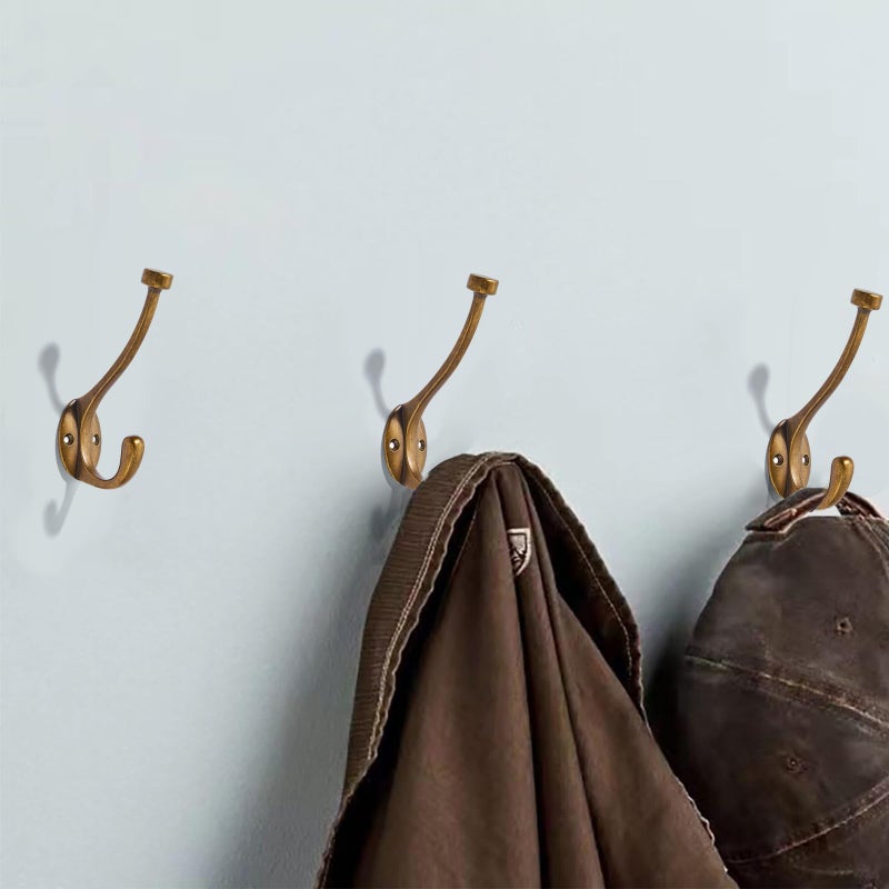 CABDM The 5 Pack 5-1/2 inch Heavy-Duty Coat Hooks are Suitable for Overcoats/Hats/Keys/Bags/Bathrobes, and The Antique Brass Towel Robe Hooks are Suitable for Both Household and Commercial uses - Image 2