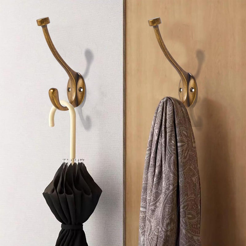 CABDM The 5 Pack 5-1/2 inch Heavy-Duty Coat Hooks are Suitable for Overcoats/Hats/Keys/Bags/Bathrobes, and The Antique Brass Towel Robe Hooks are Suitable for Both Household and Commercial uses - Image 3