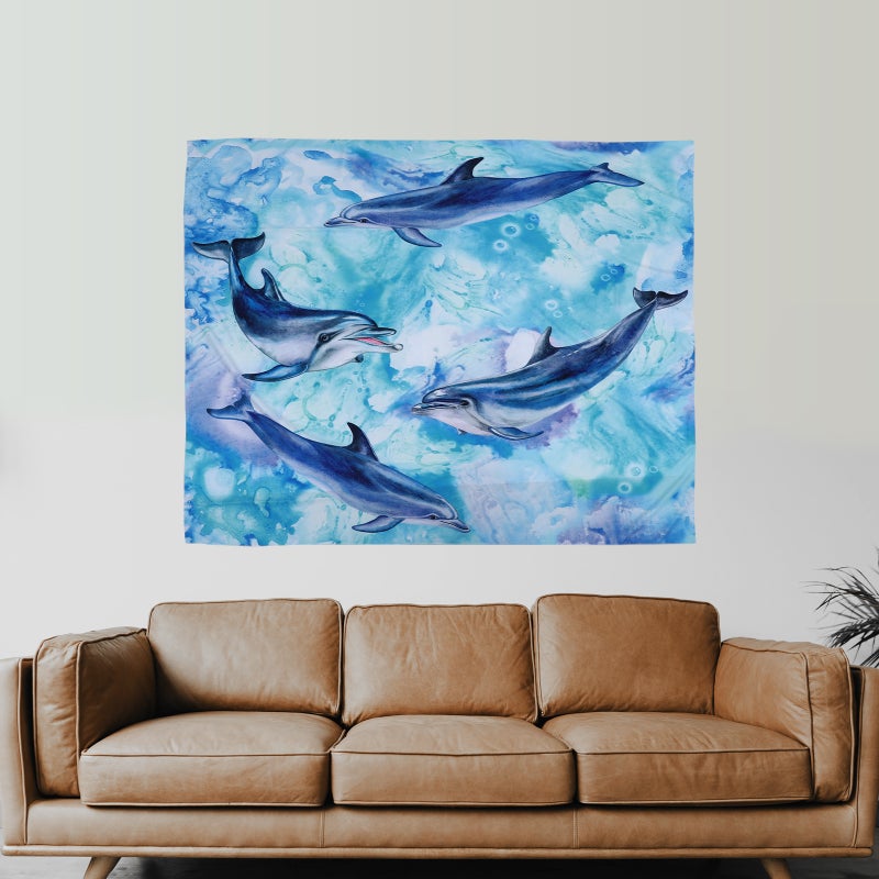 Cartoon Sea Animal Pattern Hanging Tapestry Wall Hanging Decoration Ornament - Image 1