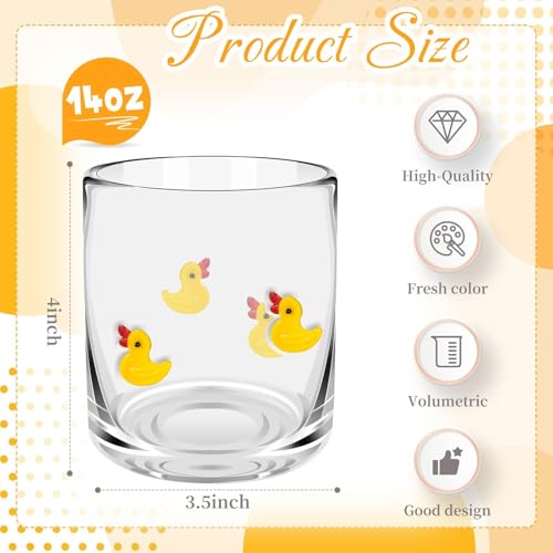 Sel Natural 14 Ounce Icon Juice Glasses Aesthetic Cocktail Old Fashioned Drinking Glasses Iconic Clear Glass Cups for Women Sister Friend Party Gifts Duck - Image 3