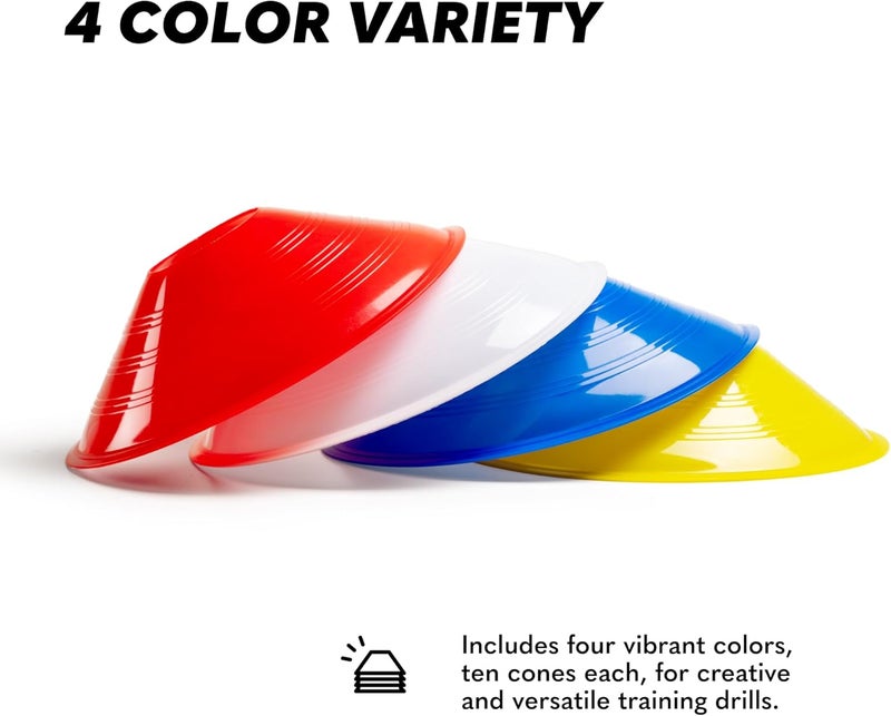 GSI Sports Training Cones for Agility Drills – Soccer & Basketball Multi-Sport Field Markers, Durable Flexible Cones in Multiple Shapes & Packs (20–80 Pack) - Image 4