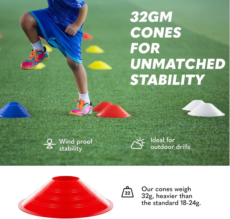 GSI Sports Training Cones for Agility Drills – Soccer & Basketball Multi-Sport Field Markers, Durable Flexible Cones in Multiple Shapes & Packs (20–80 Pack) - Image 2