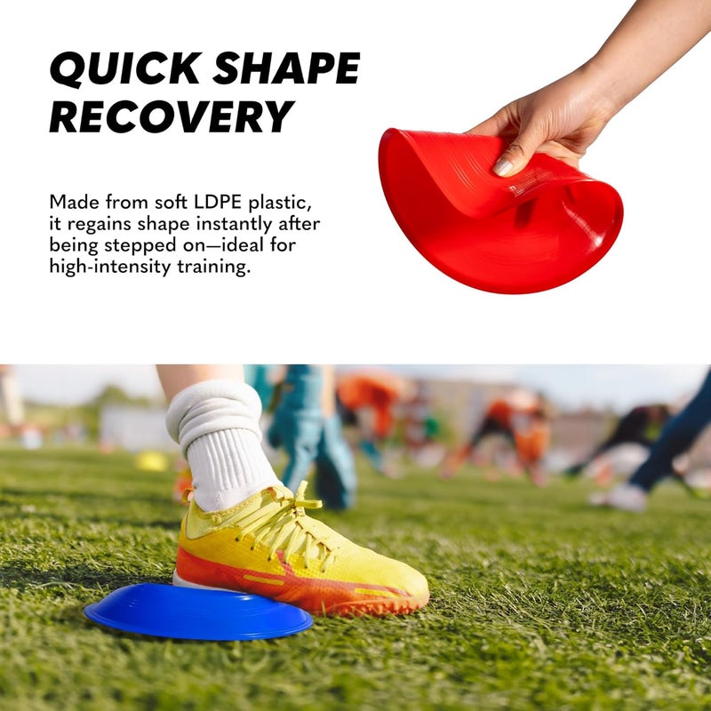 GSI Sports Training Cones for Agility Drills – Soccer & Basketball Multi-Sport Field Markers, Durable Flexible Cones in Multiple Shapes & Packs (20–80 Pack) - Image 3