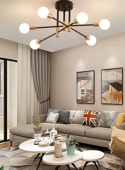 Mid Century Sputnik Chandelier Modern Ceiling Lighting 6 Lights Adjustable Industrial Mount Pendant Light Fixture For Kitchen Living Dining Room Bedroom Foyer