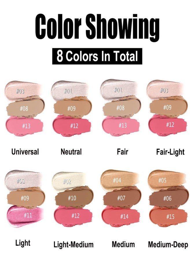 Hilareco 3 Pcs Cream Contour Stick Makeup Kit, Shades with Highlighter, Blush and Bronzer Contour Stick for Sculpt the Cheeks, Waterproof, Matte & Dewy Finish (Universal,#03+#08+#13) - Image 3