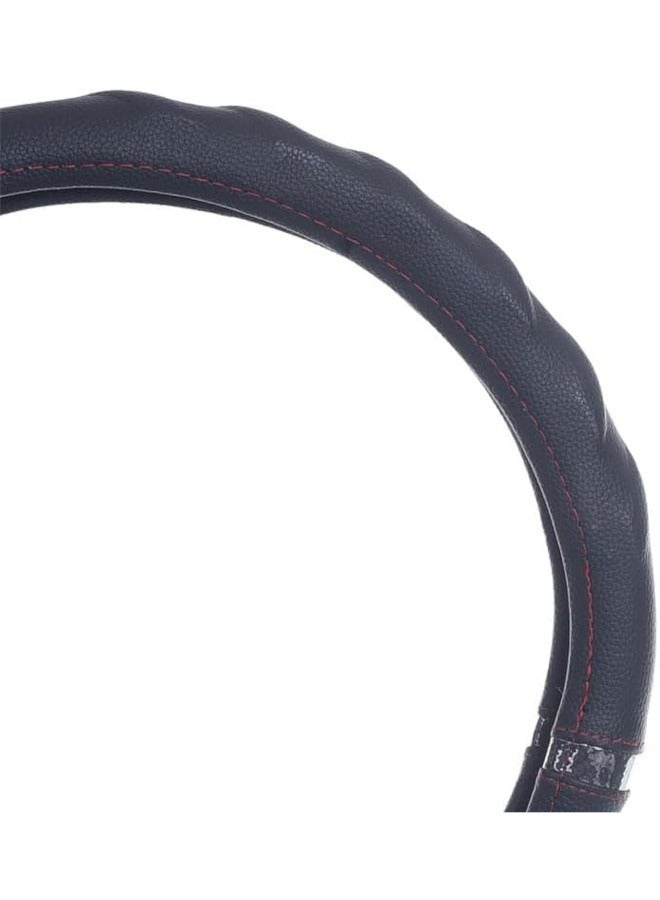 غطاء عجلة قيادة من الجلد والمطاط والالياف الكربونية - اسود - Image 3