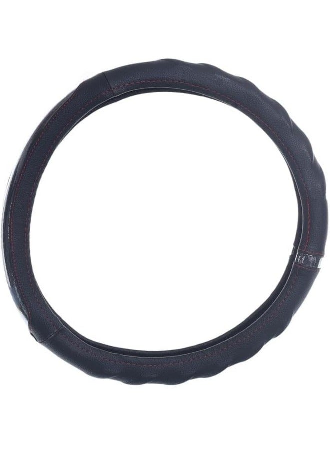 غطاء عجلة قيادة من الجلد والمطاط والالياف الكربونية - اسود - Image 2