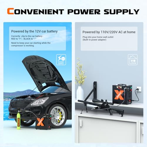 SMACO PCP Air Compressor 4500Psi/30Mpa High Pressure Air Compressor Paintball Scuba Tank Compressor HPA Pump Fill Station Auto-Stop,Oil-Free Powered by 12V DC or 110V AC with Water/Oil Separator - Image 3