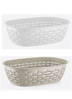 dunya 2L Plastic Rattan Bread Basket 252X180X73 MM 2 Pcs Set  - Image 1