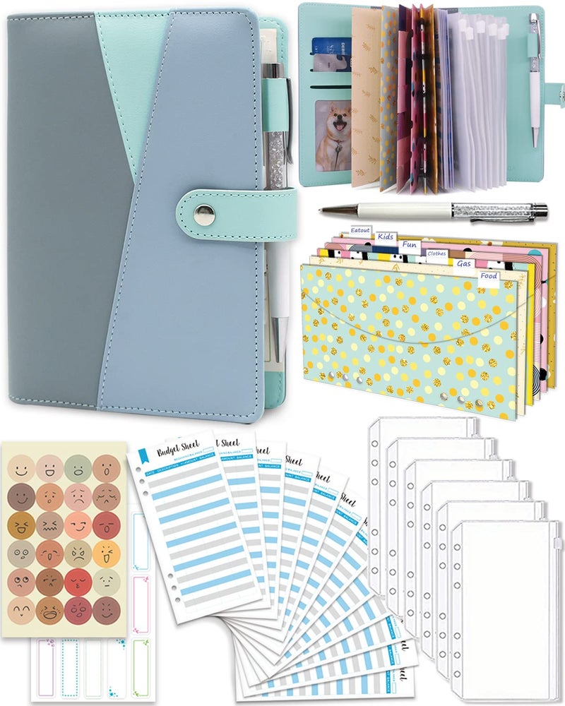 GINMLYDA Budget Binder With Zipper Envelopes, Ginmlyda Cash Envelopes for Budgeting Money Saving Sheets, PVC Pockets, Stickers & Pen, Organizer - Image 1