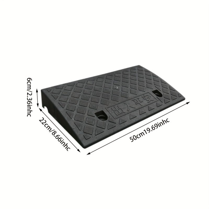 Wheelchair Ramp Non Slip Portable Threshold Ramp 500mm Long 220mm Wide 60mm High Heavy Duty Rubber Slope For Home Street Curbs Doorways Cars Black 1 Pack - Image 3