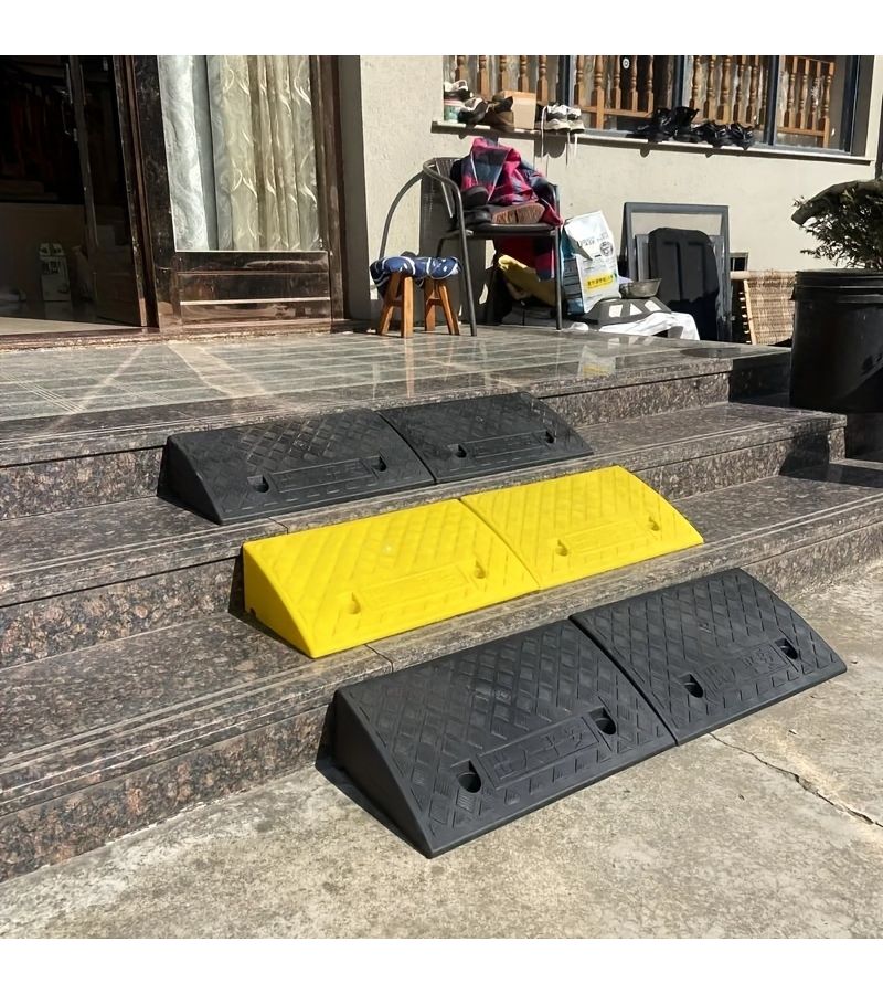 Wheelchair Ramp Non Slip Portable Threshold Ramp 500mm Long 220mm Wide 60mm High Heavy Duty Rubber Slope For Home Street Curbs Doorways Cars Black 1 Pack - Image 4