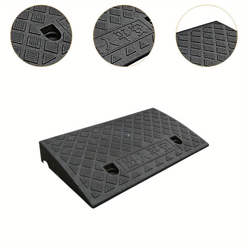 Wheelchair Ramp Non Slip Portable Threshold Ramp 500mm Long 220mm Wide 60mm High Heavy Duty Rubber Slope For Home Street Curbs Doorways Cars Black 1 Pack - Image 1