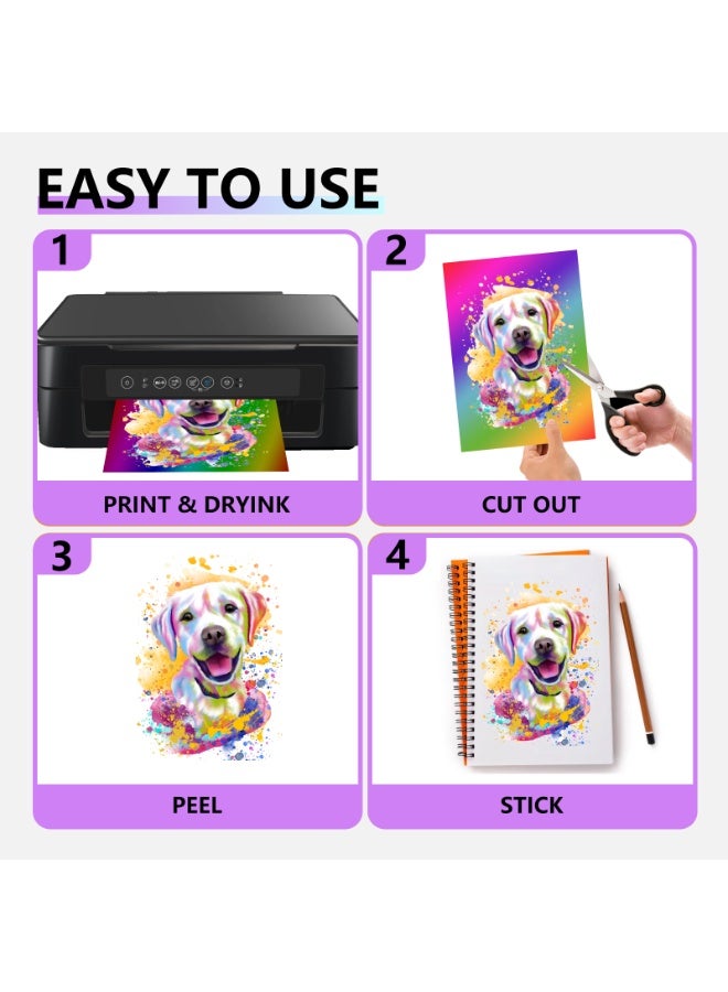 ESHANG A4 Holographic Printable Vinyl Sticker Paper for Ink jet Printer, Waterproof Dries Quickly - Rainbow - Image 4