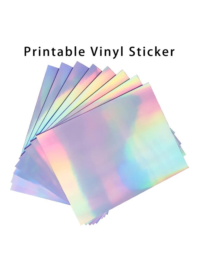 ESHANG A4 Holographic Printable Vinyl Sticker Paper for Ink jet Printer, Waterproof Dries Quickly - Rainbow - Image 1