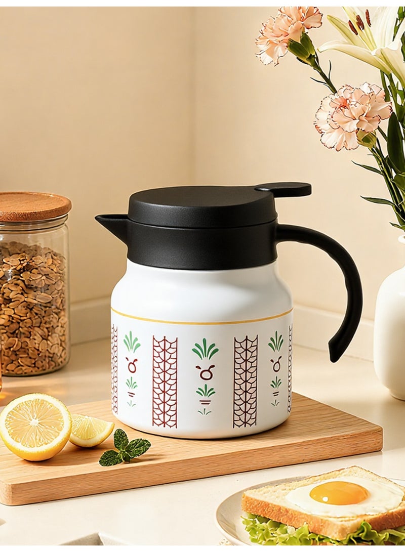 choxila 3pcs/set Arabic Stainless Steel Thermal Flask Set (1x 800ml Thermos + 2x Coffee Cups), Thermal Coffee Pot, Thermal   Tea Pot, Palm Flower Pattern Design, Heat Retention & Cold Keeping, Ideal Gift for Ramadan / Eid al-Adha / Saudi   National Day, for Lover/Family/Friends, Perfect for Home, Office, Picnics, and Restaurants - Image 4