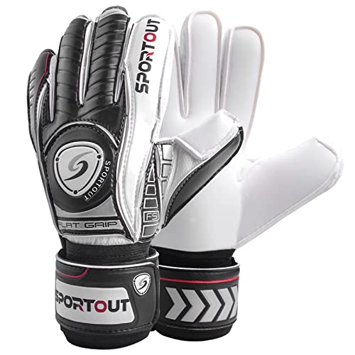 Sportout Goalkeeper Gloves with Fingersave, Soccer Gloves, Breathable, 4mm Latex, for Kids Youth and Adult (Black, 5) - Image 1