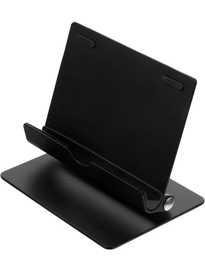 Black Aluminum Ergonomic Laptop Stand 10x7.5x3.8CM With Rotating Cell Phone Holder - Image 1