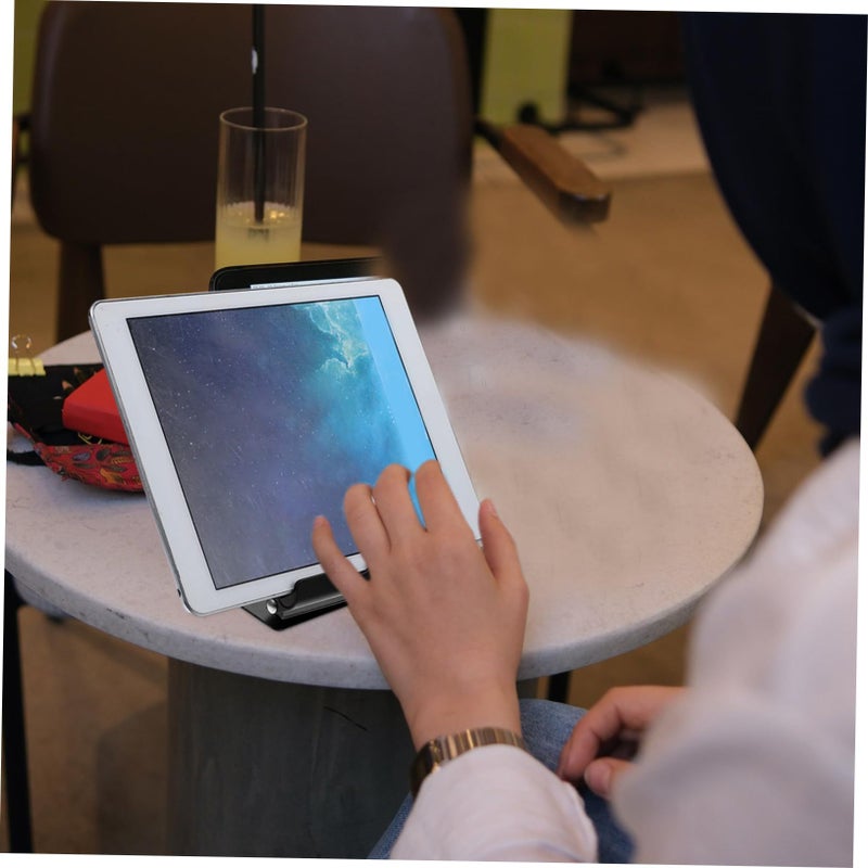 Black Aluminum Ergonomic Laptop Stand 10x7.5x3.8CM With Rotating Cell Phone Holder - Image 3