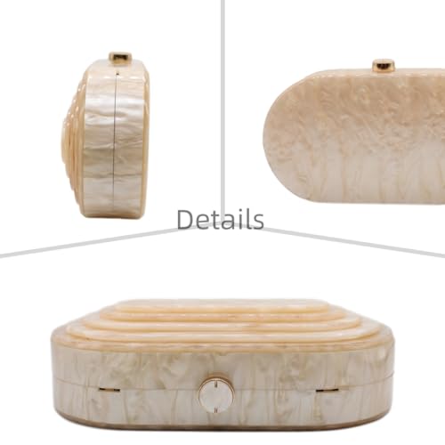 GSYPS Acrylic Clutch Purse Marbled Evening Handags Elegant Shoulder Bag for Wedding Cocktail Party Prom C-Champagne - Image 3
