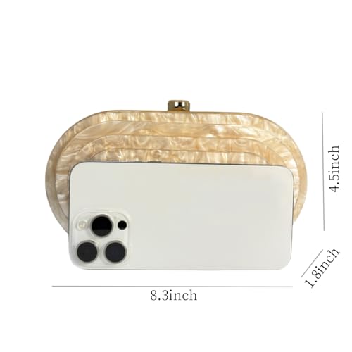 GSYPS Acrylic Clutch Purse Marbled Evening Handags Elegant Shoulder Bag for Wedding Cocktail Party Prom C-Champagne - Image 2