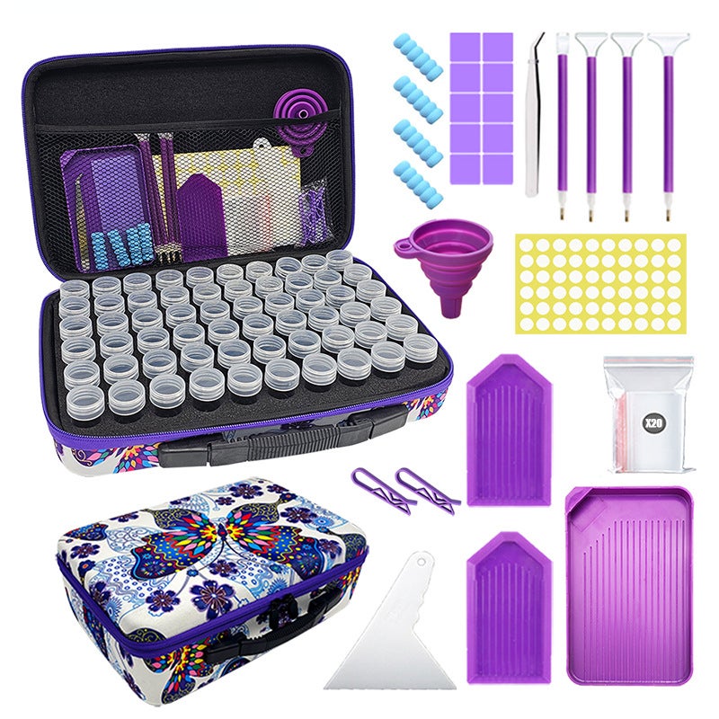 New Diy Diamond Painting Tool Funnel Point Drill Counting Drill Pen 60 Grid Bottle 30 Storage Butterfly Handbag - Image 2
