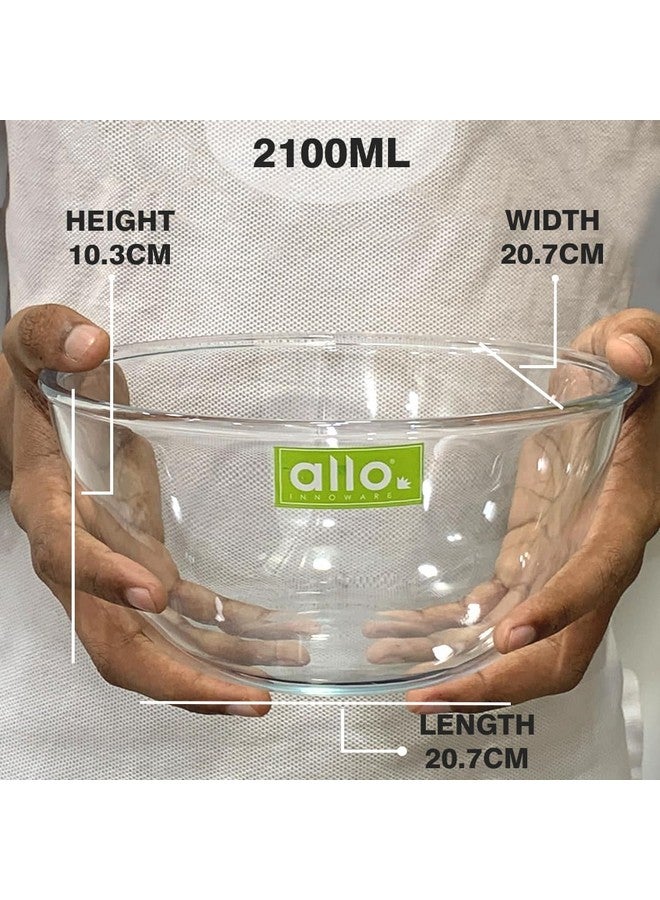Allo Food Safe Borosilicate Glass Mixing & Serving Bowls for Kitchen, Oven & Microwave Safe Bowls, Dishwasher and Freezer Safe Bowl, 2100ML, Transparent - Image 5