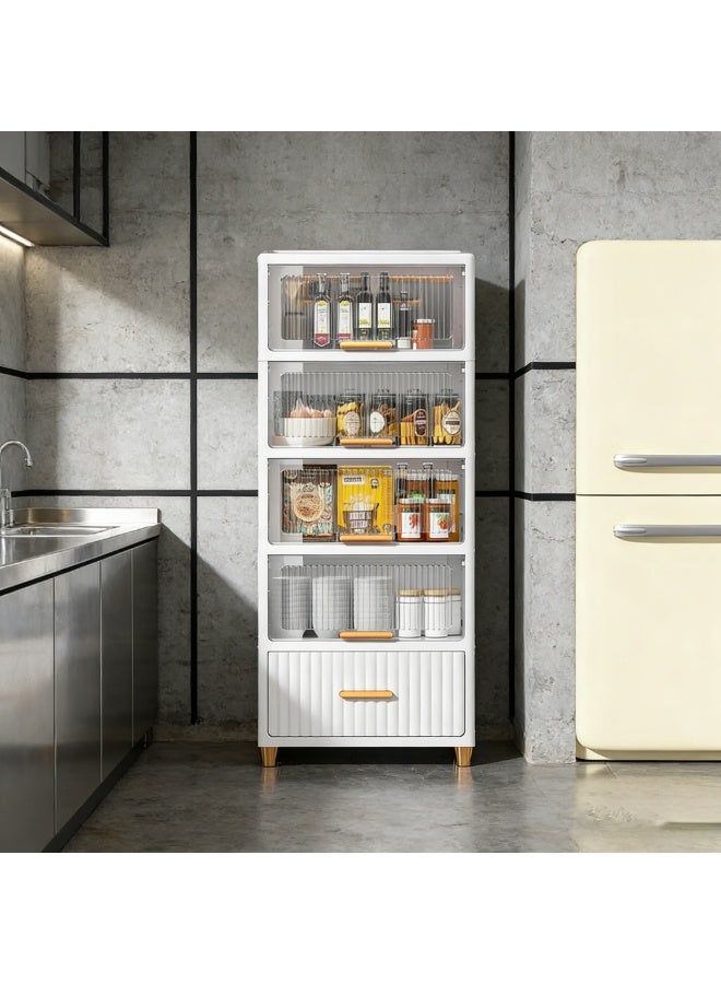 Anvanke 5-Tier Extra-Large Transparent Flip-Top Lidded Storage Bins | Multi-Scene Organizer for Home, Kitchen & Bedroom - Image 1