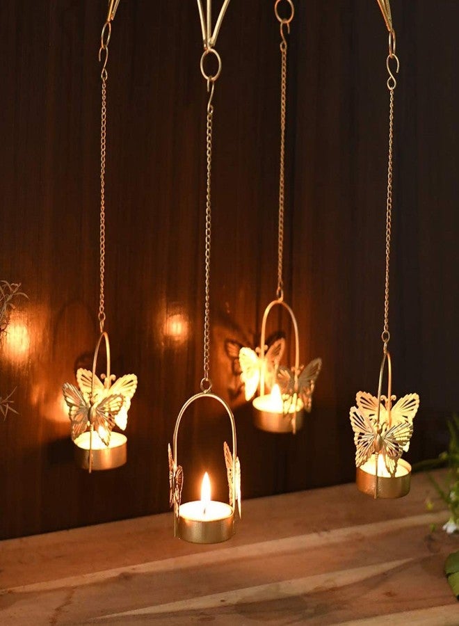 Decor Vibes 4 Butterfly Hanging Tealight Candle Holder for Home Decor, Indoor and Outdoor Decoration, Diwali Gifting Item (Combo 4, Gold) - Image 2