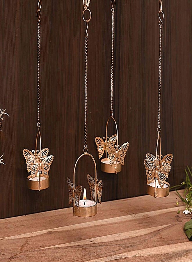 Decor Vibes 4 Butterfly Hanging Tealight Candle Holder for Home Decor, Indoor and Outdoor Decoration, Diwali Gifting Item (Combo 4, Gold) - Image 5