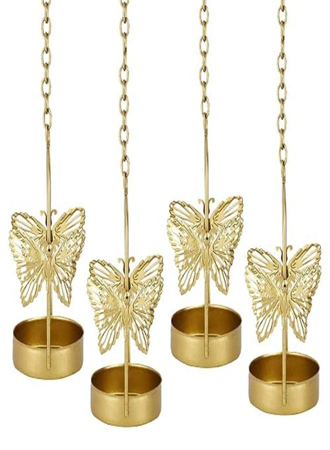 Decor Vibes 4 Butterfly Hanging Tealight Candle Holder for Home Decor, Indoor and Outdoor Decoration, Diwali Gifting Item (Combo 4, Gold) - Image 3