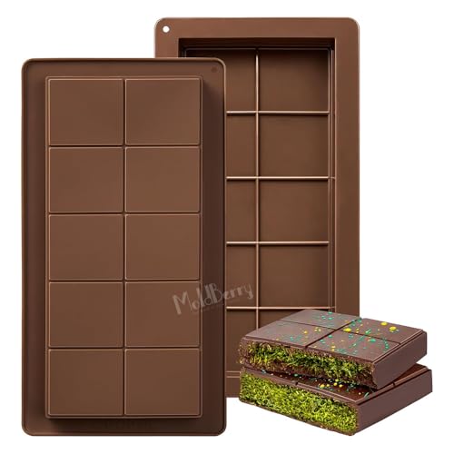 MoldBerry Dubai Chocolate Bar Mold, 1PCS Thick Silicone Chocolate Molds, Kunafa Pistachio Chocolate Bar Molds, Large Candy Molds for Baking Homemade Snack, 25L x 14.5W x 1.9H cm - Image 1