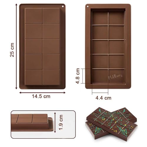 MoldBerry Dubai Chocolate Bar Mold, 1PCS Thick Silicone Chocolate Molds, Kunafa Pistachio Chocolate Bar Molds, Large Candy Molds for Baking Homemade Snack, 25L x 14.5W x 1.9H cm - Image 2