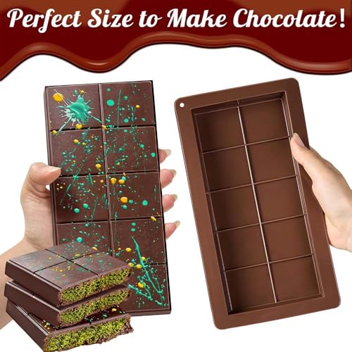 MoldBerry Dubai Chocolate Bar Mold, 1PCS Thick Silicone Chocolate Molds, Kunafa Pistachio Chocolate Bar Molds, Large Candy Molds for Baking Homemade Snack, 25L x 14.5W x 1.9H cm - Image 4