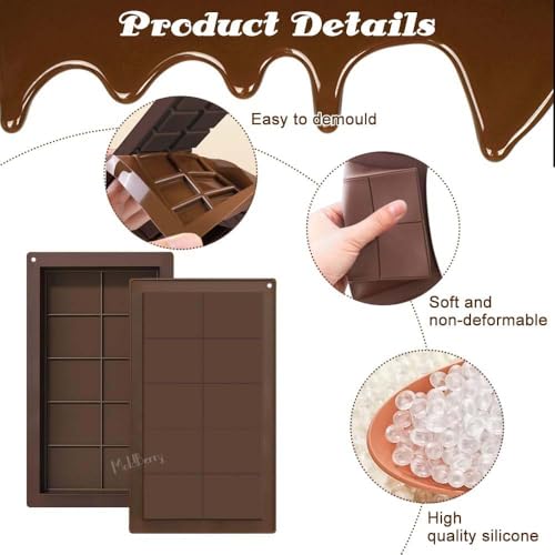 MoldBerry Dubai Chocolate Bar Mold, 1PCS Thick Silicone Chocolate Molds, Kunafa Pistachio Chocolate Bar Molds, Large Candy Molds for Baking Homemade Snack, 25L x 14.5W x 1.9H cm - Image 5