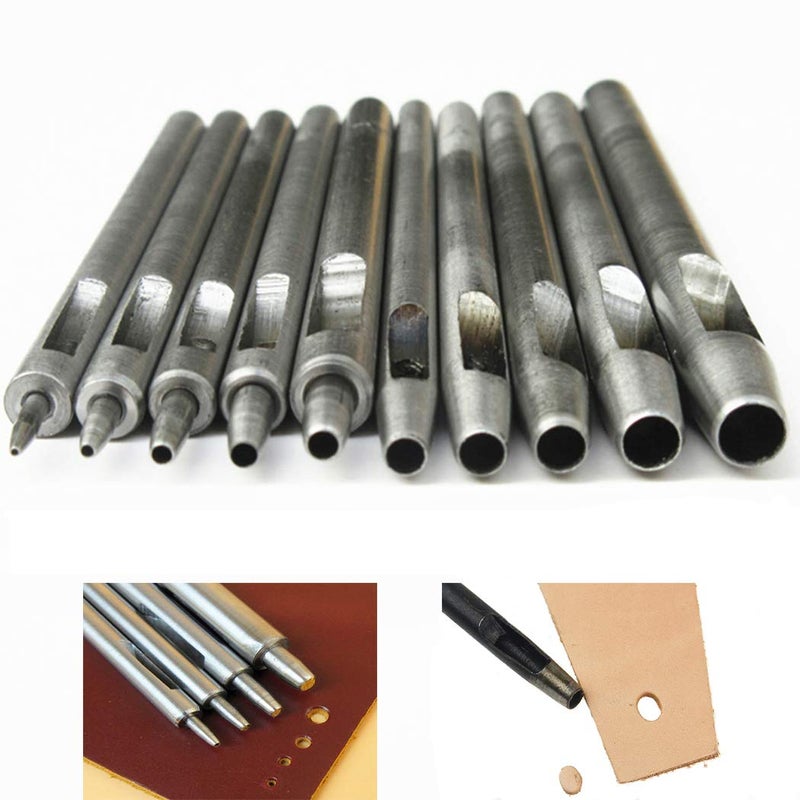 Steel Leather Punch Tool Kit 10 Sizes 0550mm for Belt Wallet Bag Crafting HeavyDuty Hole Puncher Set Professional Leatherworking Tools for DIY Repair