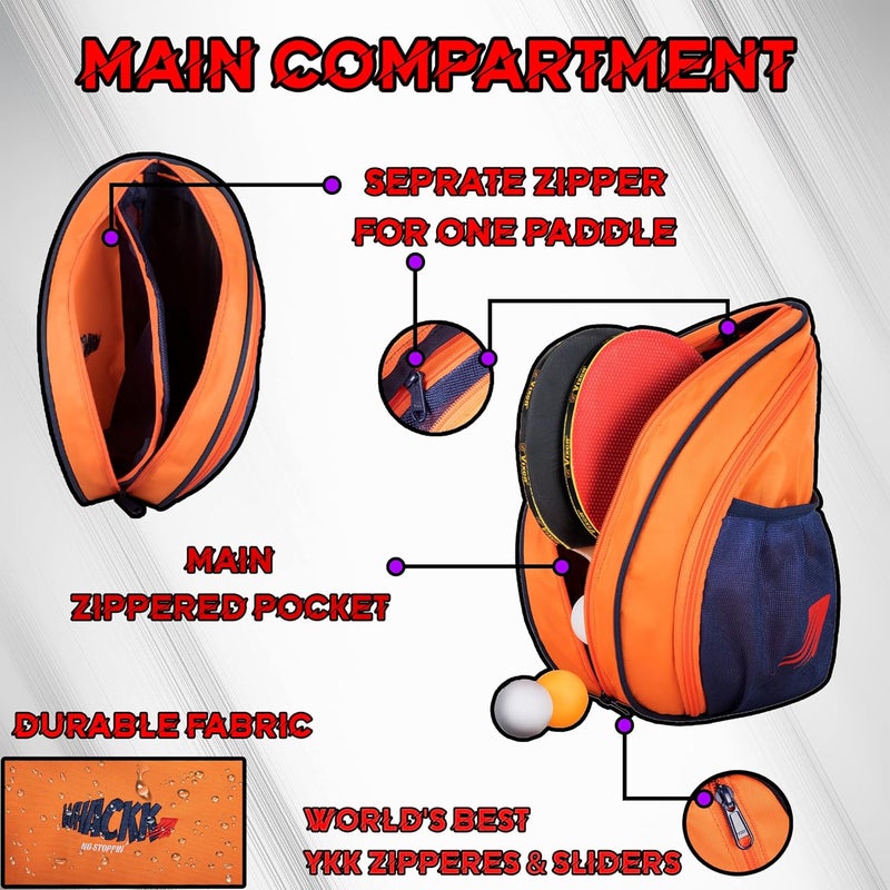 WHACKK Twirl | Unisex Table Tennis Equipment Bag | Tennis Case | Racket Case | TT Bag Cover |Ping Pong Paddle Case|Case Bag Double-Sided |Professional |Bat Protector Pouch |Travel (Orange) - Image 3
