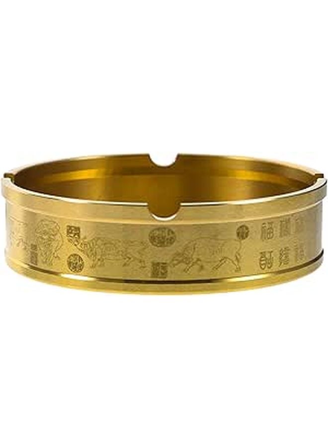 Brass Round Metal Ashtray Small Size Desktop Cigarette Ash Holder For Home Office Decor - Image 1