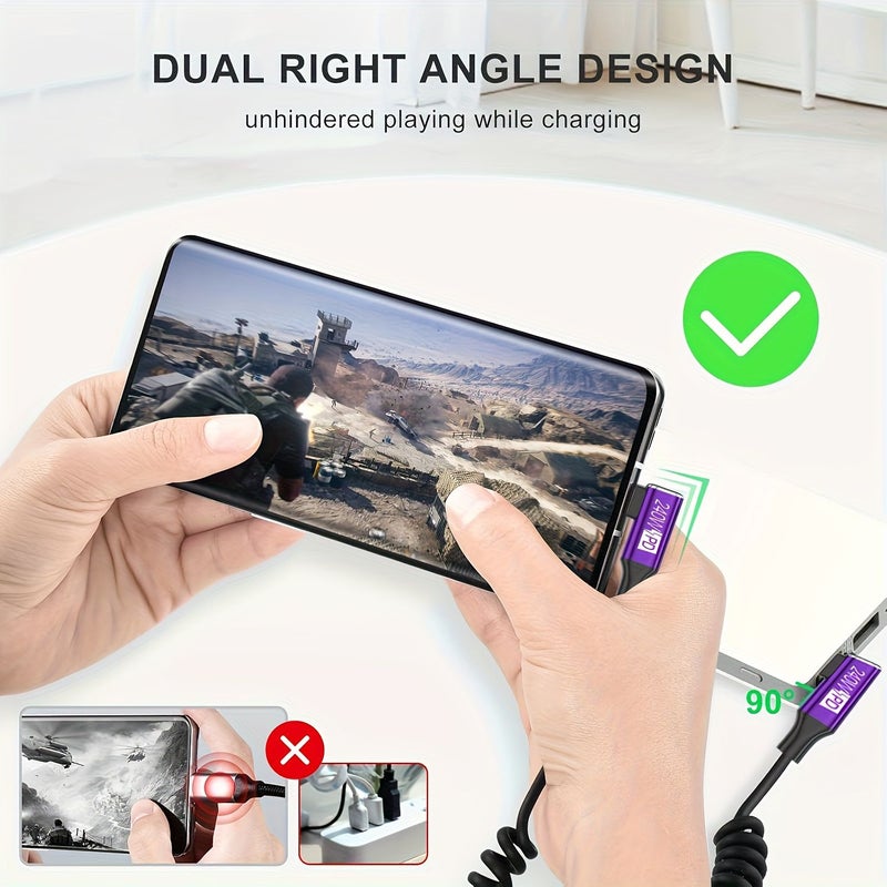 كابل USB C إلى USB C قابل للسحب وسريع الشحن بطول 5 أقدام (1.5 متر) – للهواتف مثل S24 Ultra وS24 FE وS24 وS23 وS22 وS21 وA14 وA16 وA15 وأجهزة أندرويد، بالإضافة إلى شاحن السيارة المتوافق مع iPhone 16 و15 وPro وMax وPlus وPixel 9 و8 و7 و6. - Image 4